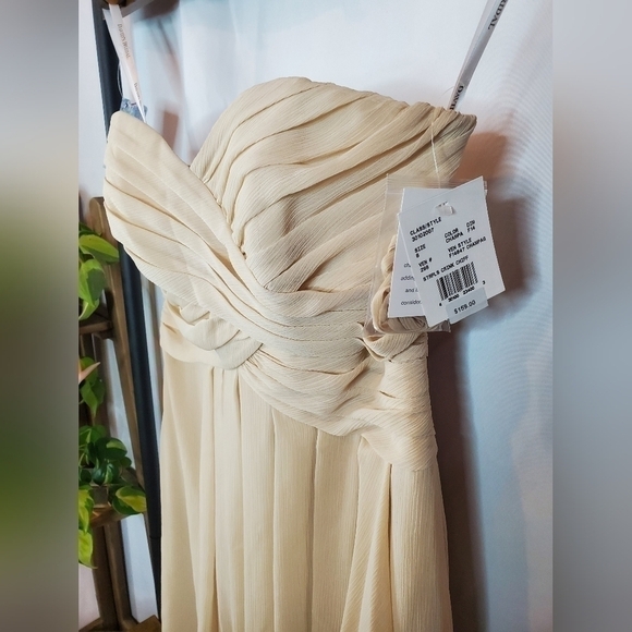 David's bridal NWT strapless crinkle chiffon mini dress. Womens Size 8. NWT! - Picture 3 of 13